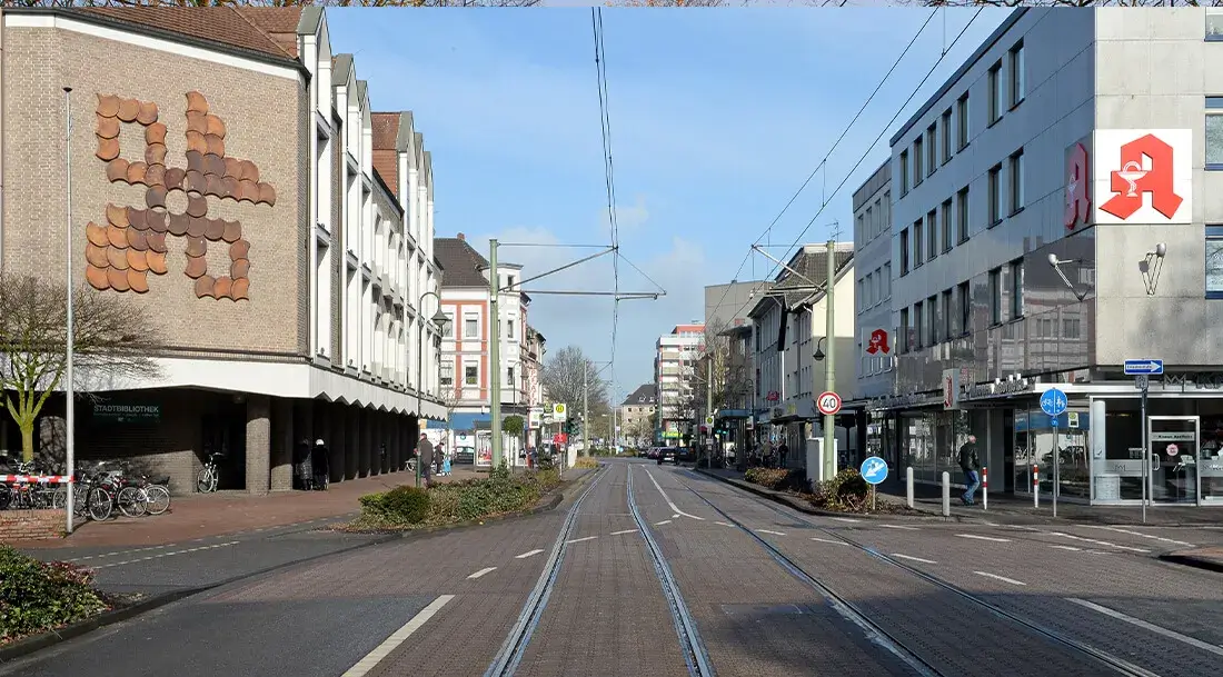 Die Friedrich-Ebert-Straße in Dinslaken (Aufnahmejahr 2015)